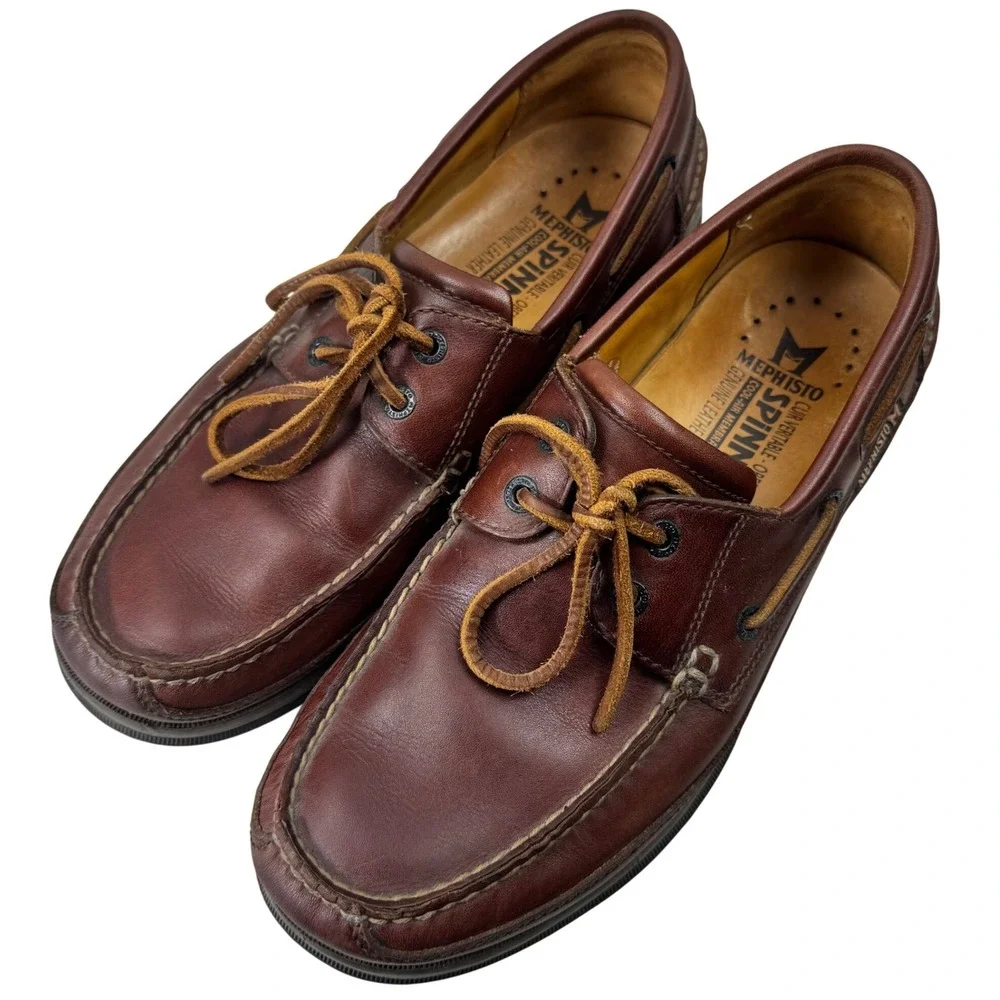 Mephisto Spinnaker Boat Shoes Mens 9.5 Brown Leather Air-Bag System Loafer